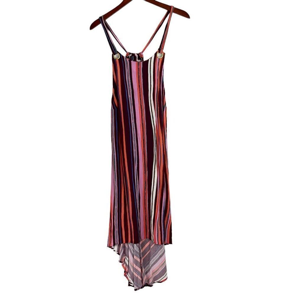 Ava & Viv Womens Striped Hi Low Hem Strap Sleeveless Sundress Multicolor Size X
